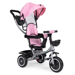 ECOTOYS Tricikl 2u1 sa rotirajućim sedištem i sklopivom tendom, Roze