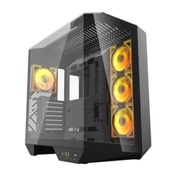 darkFlash Računalniško ohišje DARKFLASH DY470 + 4 ventilatorji (črno)