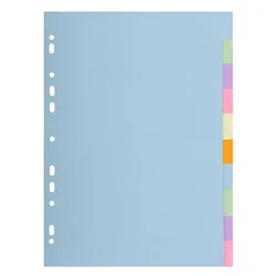 Indeks, karton, A4, 10-delni, EXACOMPTA, pastelne barve