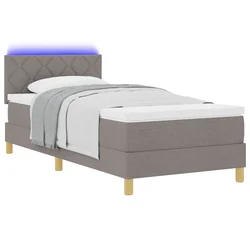 LED Box Spring Krevet Sivo-smeđa 100 x 200 cm tkanina