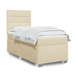 VIDAXL Box spring postelja z vzmetnico krem 100x200 cm blago