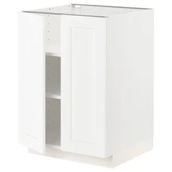 METOD Podni element s policama/2 vrata, bela Enköping/bela im. drveta, 60x60 cm