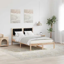 Krevetna konstrukcija Crna 120 x 200 cm Čvrsto borovo drvo Smeđa