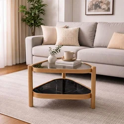 Hanah Home klub sto Nesta 95, 95 cm, hrast / crni mermer