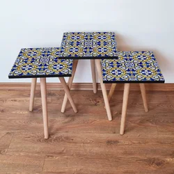 Hanah Home Set klub stočića 3Shp144, 3 komada, Šarena