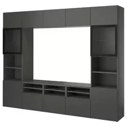 BESTA TV komb.odlaganje/staklena vrata, tamnosiva Lappviken/Fällsvik boja antracita, 300x42x231 cm