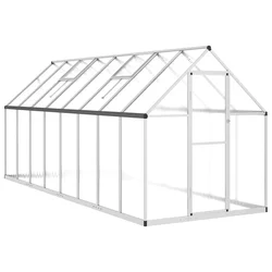 Staklenik s okvirom srebrni 445 x 169 x 195 cm aluminijski