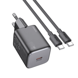 HOCO zidni punjač Type C + kabel Type C na Type C QC PD 20W N40 crni