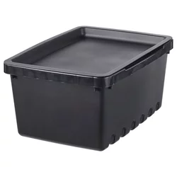 UPPSNOFSAD Kutija za odlaganje s poklopcem, crna, 25x17x12 cm/4 l
