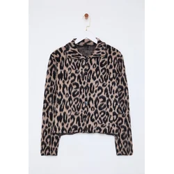 Trendyol Brown Leopard Patterned Knitted Cardigan