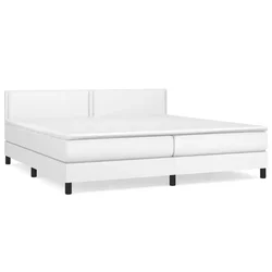 Vidaxl Box spring postelja z vzmetnico bela 200x200 cm umetno usnje