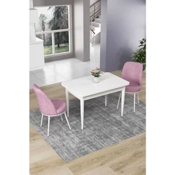 Hanah Home trpezarijski set Nil, sto i 2 stolice, bela ploča, roze tkanina Babyface