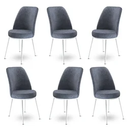 Hanah Home Set stolica Dexa, 45x89x42 cm, 6 komada, Sivo-bele