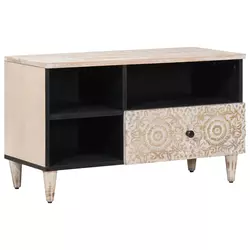 TV ormar s ladicama Bijelo 80 x 33,5 x 46 cm Čvrsto drvo manga