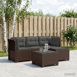 vidaXL 4-sedežna vrtna sofa z blazinami, rattan videz PP Rjava