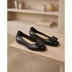 Squareonline Ženske baletanke Black Bow Elegance, Crne