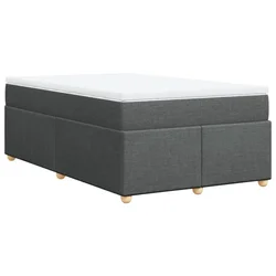 Vidaxl Box spring postelja z vzmetnico temno siva 120x190 cm blago