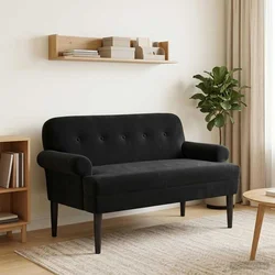 Ljubavni kauč s gumbima Crna 120 x 66 x 78 cm Baršun