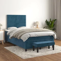 Greatstore Box spring postelja z vzmetnico temno modra 120x200 cm žamet