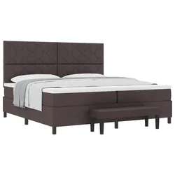 Vidaxl Postelja z vzmetnico z vzglavjem Temno rjava 200 x 200 cm blago