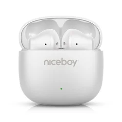 Niceboy Beans 4 POP - Bežične slušalice, 200 mAh + 2x 30 mAh, IPX4, bele
