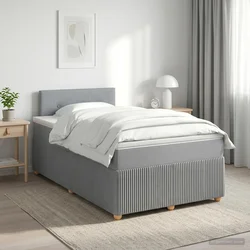 vidaXL Postelja boxspring z vzmetnico Svetlo siva 120 x 200 cm Blago