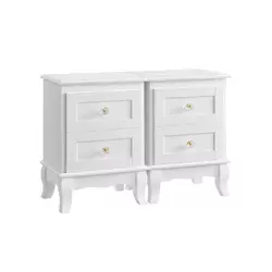Songmics Nočna omarica 2 predala 385x525x305 cm bela