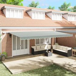 Skrovita tenda Zelena i bijela 600 ×300 cm tkanina