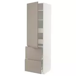 METOD / MAXIMERA Vis.el. s polic/4fiok/vrat/2front, bela/Upplöv tamnobež, mat, 60x60x220 cm