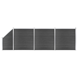 Den Komplet ograjnih panelov WPC 619x(105-186) cm črn