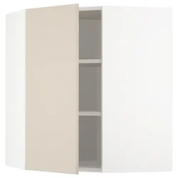 METOD Ugaoni zidni element s policama, bela/Havstorp bež, 68x80 cm