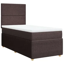 Vidaxl Box spring postelja z vzmetnico temno rjav 90x190 cm blago