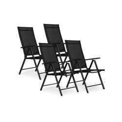 MULTIGARDEN Set od 4 sklopive baštenske stolice sa podesivim naslonom, Black