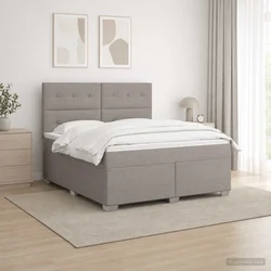 Boxspring krevet s madracem Sivosmeđa 140 x 190 cm Tkanina Smeđesiva 144 x 190 x 140.5 cm