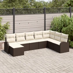 Set sofe s jastukom s pohranom 8 pcs Smeđa i bijela poliratan