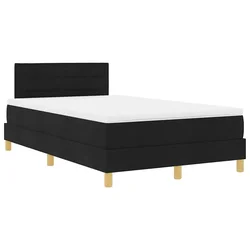 Vidaxl LED Box Spring Postelja z LED trakami Črna 120 x 200 cm blago