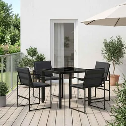 Vrtni set za objed 5 pcs Crna i tamno siva 80 x 80 x 73 cm