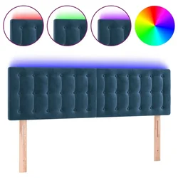 Vidaxl LED posteljno vzglavje temno modro 144x5x78/88 cm žamet