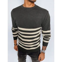 Mens Dark Grey Striped Dstreet Sweater