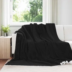 Vidaxl Odeja Črna 240 x 270 cm Flis