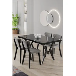 Hanah Home Trpezarijski set, 5 komada, Svetlosivi