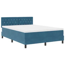 LED Box Spring Krevet Tamno plava 140 x 200 cm Baršun