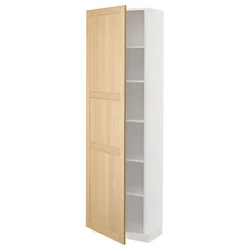 METOD Visoka omara s policami, bela/Forsbacka hrast, 60x37x200 cm