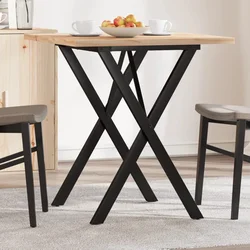 Blagovaonski stol X-oblika 70x70x75,5 cm od borovine i čelik
