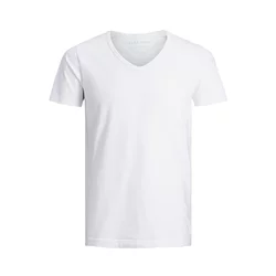 JACK & JONES Majica BASIC V-NECK TEE S/S NOOS, bela