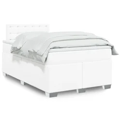 vidaXL Box spring postelja z vzmetnico bel 120x200 cm umetno usnje