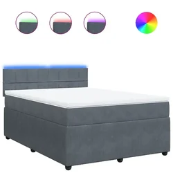 Vidaxl Box spring postelja z vzmetnico temno siva 160x200 cm žamet