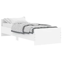 Vidaxl Posteljni okvir bel 75x190 cm inženirski les