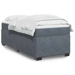 Vidaxl Box spring postelja z vzmetnico temno siva 90x200 cm žamet