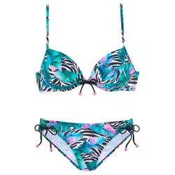 VIVANCE Bikini žad/roza/črna/bela